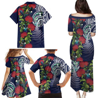 Meri Kirihimete New Zealand Family Matching Puletasi and Hawaiian Shirt Tui on Pohutukawa - Blue Ver LT7 - Polynesian Pride
