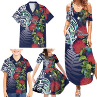 Meri Kirihimete New Zealand Family Matching Summer Maxi Dress and Hawaiian Shirt Tui on Pohutukawa - Blue Ver LT7 - Polynesian Pride