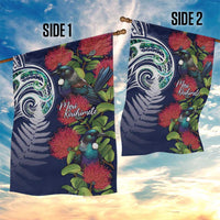 Meri Kirihimete New Zealand Garden Flag Tui on Pohutukawa - Blue Ver LT7 - Polynesian Pride