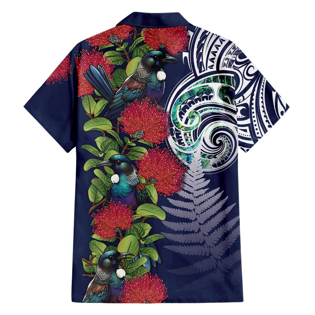 Meri Kirihimete New Zealand Hawaiian Shirt Tui on Pohutukawa - Blue Ver LT7 - Polynesian Pride