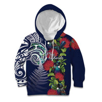 Meri Kirihimete New Zealand Kid Hoodie Tui on Pohutukawa - Blue Ver LT7 Hoodie Blue - Polynesian Pride