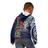 Meri Kirihimete New Zealand Kid Hoodie Tui on Pohutukawa - Blue Ver LT7 - Polynesian Pride