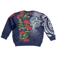 Meri Kirihimete New Zealand Kid Ugly Christmas Sweater Tui on Pohutukawa - Blue Ver LT7 - Polynesian Pride