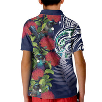 Meri Kirihimete New Zealand Kid Polo Shirt Tui on Pohutukawa - Blue Ver LT7 - Polynesian Pride