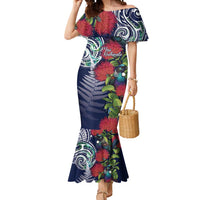 Meri Kirihimete New Zealand Mermaid Dress Tui on Pohutukawa - Blue Ver LT7 Women Blue - Polynesian Pride