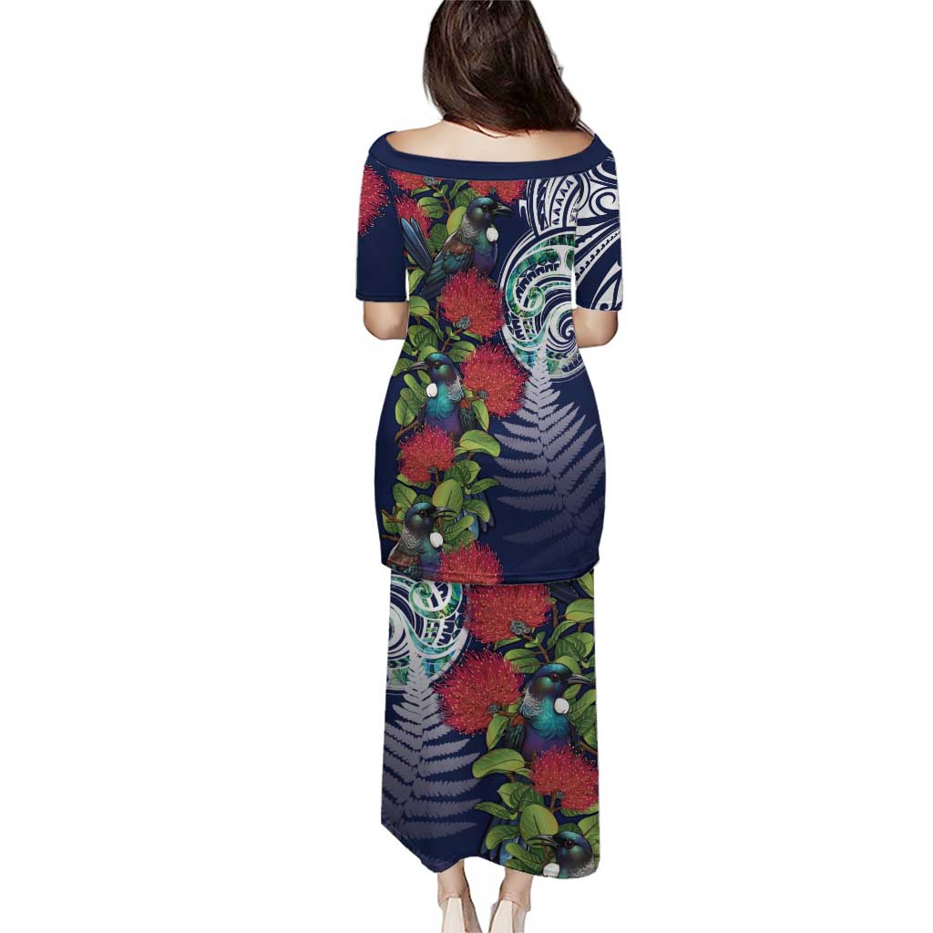 Meri Kirihimete New Zealand Puletasi Tui on Pohutukawa - Blue Ver LT7 - Polynesian Pride
