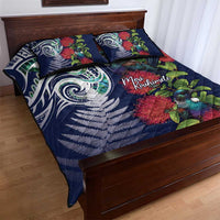 Meri Kirihimete New Zealand Quilt Bed Set Tui on Pohutukawa - Blue Ver LT7 - Polynesian Pride