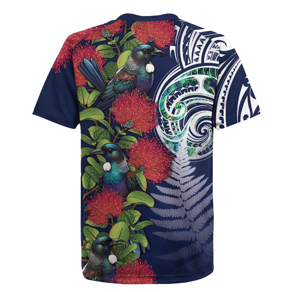 Meri Kirihimete New Zealand Rugby Jersey Tui on Pohutukawa - Blue Ver LT7 - Polynesian Pride