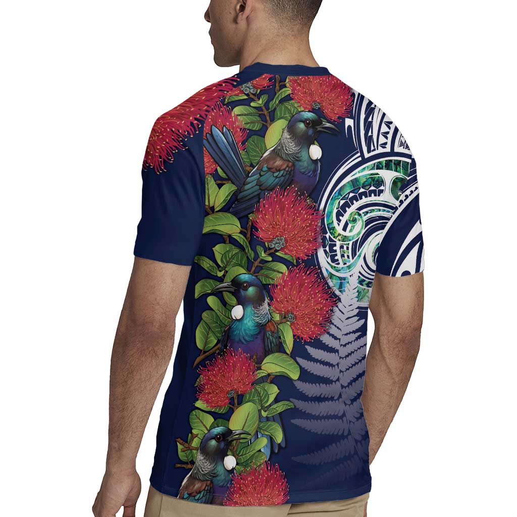 Meri Kirihimete New Zealand Rugby Jersey Tui on Pohutukawa - Blue Ver LT7 - Polynesian Pride