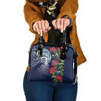 Meri Kirihimete New Zealand Shoulder Handbag Tui on Pohutukawa - Blue Ver LT7 One Size Blue - Polynesian Pride