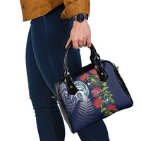 Meri Kirihimete New Zealand Shoulder Handbag Tui on Pohutukawa - Blue Ver LT7 - Polynesian Pride