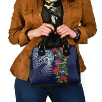 Meri Kirihimete New Zealand Shoulder Handbag Tui on Pohutukawa - Blue Ver LT7 - Polynesian Pride