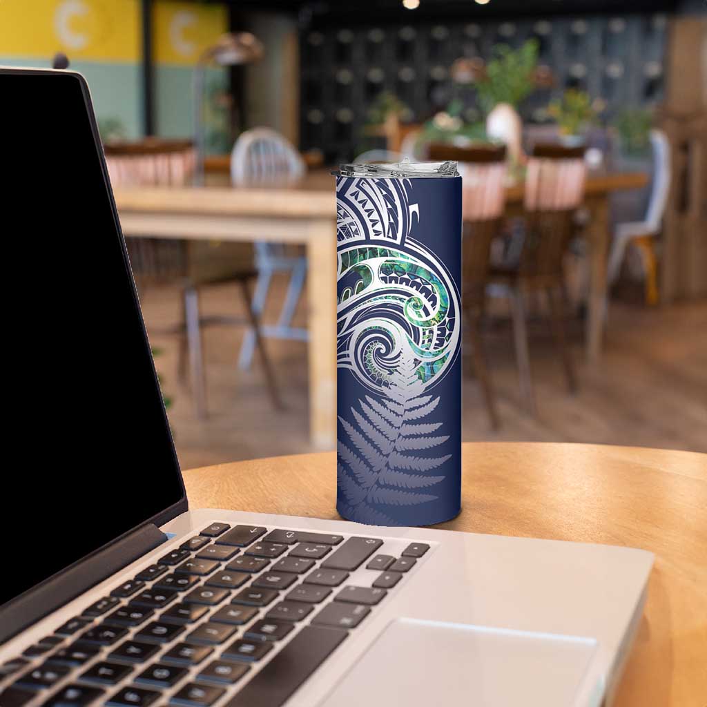 Meri Kirihimete New Zealand Skinny Tumbler Tui on Pohutukawa - Blue Ver LT7 - Polynesian Pride