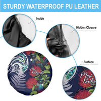 Meri Kirihimete New Zealand Spare Tire Cover Tui on Pohutukawa - Blue Ver LT7 - Polynesian Pride
