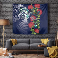 Meri Kirihimete New Zealand Tapestry Tui on Pohutukawa - Blue Ver LT7 - Polynesian Pride