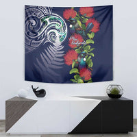 Meri Kirihimete New Zealand Tapestry Tui on Pohutukawa - Blue Ver LT7 - Polynesian Pride