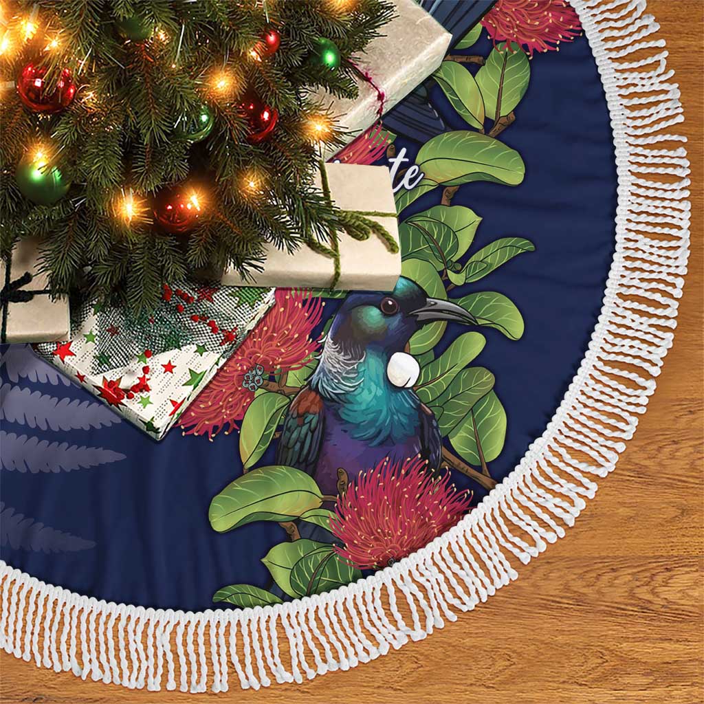 Meri Kirihimete New Zealand Tree Skirt Tui on Pohutukawa - Blue Ver LT7 - Polynesian Pride