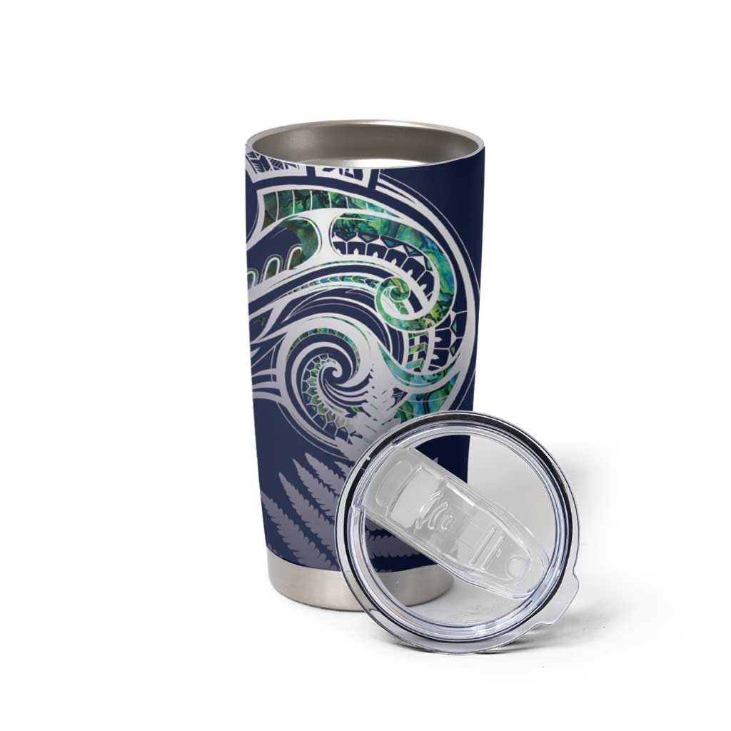 Meri Kirihimete New Zealand Tumbler Cup Tui on Pohutukawa - Blue Ver LT7 - Polynesian Pride