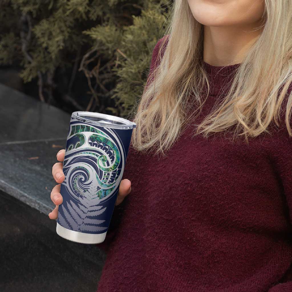 Meri Kirihimete New Zealand Tumbler Cup Tui on Pohutukawa - Blue Ver LT7 - Polynesian Pride