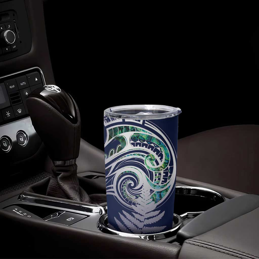 Meri Kirihimete New Zealand Tumbler Cup Tui on Pohutukawa - Blue Ver LT7 - Polynesian Pride