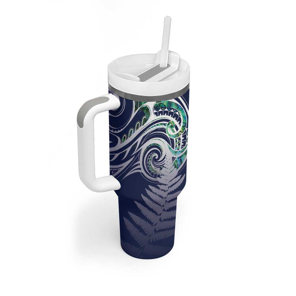 Meri Kirihimete New Zealand Tumbler With Handle Tui on Pohutukawa - Blue Ver LT7 - Polynesian Pride