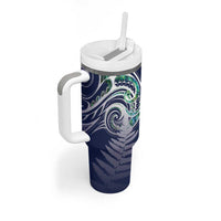 Meri Kirihimete New Zealand Tumbler With Handle Tui on Pohutukawa - Blue Ver LT7 - Polynesian Pride