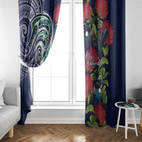 Meri Kirihimete New Zealand Window Curtain Tui on Pohutukawa - Blue Ver LT7 - Polynesian Pride