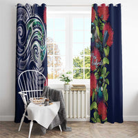 Meri Kirihimete New Zealand Window Curtain Tui on Pohutukawa - Blue Ver LT7 - Polynesian Pride