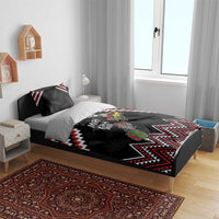 New Zealand Christmas Taniko Poutama Bedding Set Flora Map with Birds - Polynesian Pride