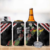 New Zealand Christmas Taniko Poutama 4 in 1 Can Cooler Tumbler Flora Map with Birds LT7 - Polynesian Pride