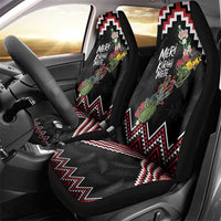 New Zealand Christmas Taniko Poutama Car Seat Cover Flora Map with Birds LT7 - Polynesian Pride