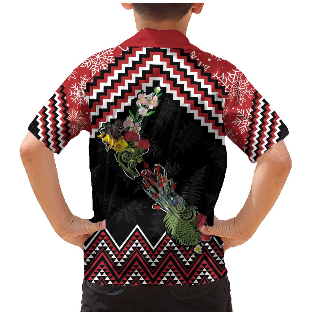 New Zealand Christmas Taniko Poutama Family Matching Mermaid Dress and Hawaiian Shirt Flora Map with Birds LT7 - Polynesian Pride