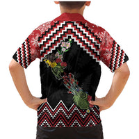 New Zealand Christmas Taniko Poutama Family Matching Mermaid Dress and Hawaiian Shirt Flora Map with Birds LT7 - Polynesian Pride