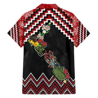 New Zealand Christmas Taniko Poutama Family Matching Off The Shoulder Long Sleeve Dress and Hawaiian Shirt Flora Map with Birds LT7 - Polynesian Pride