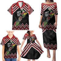 New Zealand Christmas Taniko Poutama Family Matching Puletasi and Hawaiian Shirt Flora Map with Birds LT7 - Polynesian Pride