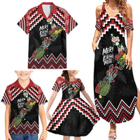 New Zealand Christmas Taniko Poutama Family Matching Summer Maxi Dress and Hawaiian Shirt Flora Map with Birds LT7 - Polynesian Pride