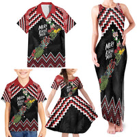 New Zealand Christmas Taniko Poutama Family Matching Tank Maxi Dress and Hawaiian Shirt Flora Map with Birds LT7 - Polynesian Pride
