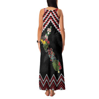 New Zealand Christmas Taniko Poutama Family Matching Tank Maxi Dress and Hawaiian Shirt Flora Map with Birds LT7 - Polynesian Pride
