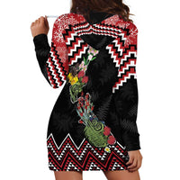 New Zealand Christmas Taniko Poutama Hoodie Dress Flora Map with Birds LT7 - Polynesian Pride