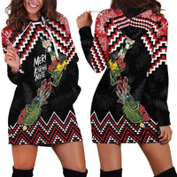 New Zealand Christmas Taniko Poutama Hoodie Dress Flora Map with Birds LT7 - Polynesian Pride
