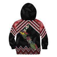 New Zealand Christmas Taniko Poutama Kid Hoodie Flora Map with Birds LT7 - Polynesian Pride