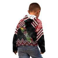 New Zealand Christmas Taniko Poutama Kid Hoodie Flora Map with Birds LT7 - Polynesian Pride