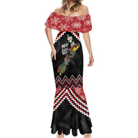 New Zealand Christmas Taniko Poutama Mermaid Dress Flora Map with Birds LT7 - Polynesian Pride