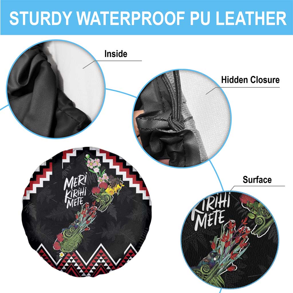New Zealand Christmas Taniko Poutama Spare Tire Cover Flora Map with Birds LT7 - Polynesian Pride