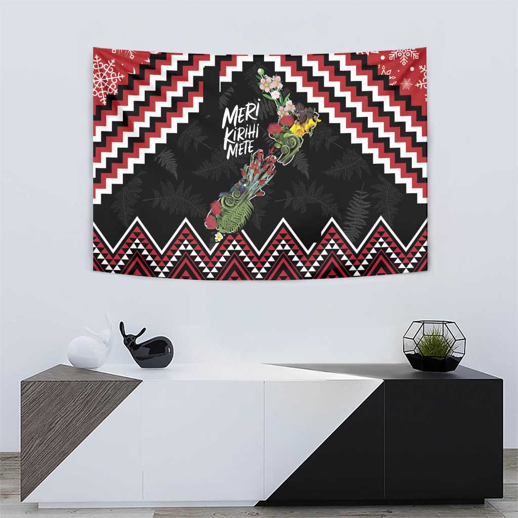 New Zealand Christmas Taniko Poutama Tapestry Flora Map with Birds - Polynesian Pride