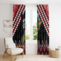 New Zealand Christmas Taniko Poutama Window Curtain Flora Map with Birds - Polynesian Pride