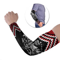 New Zealand Christmas Taniko Poutama Arm Sleeves Mountainscape Maori Fern LT7 Set of 2 Black - Polynesian Pride