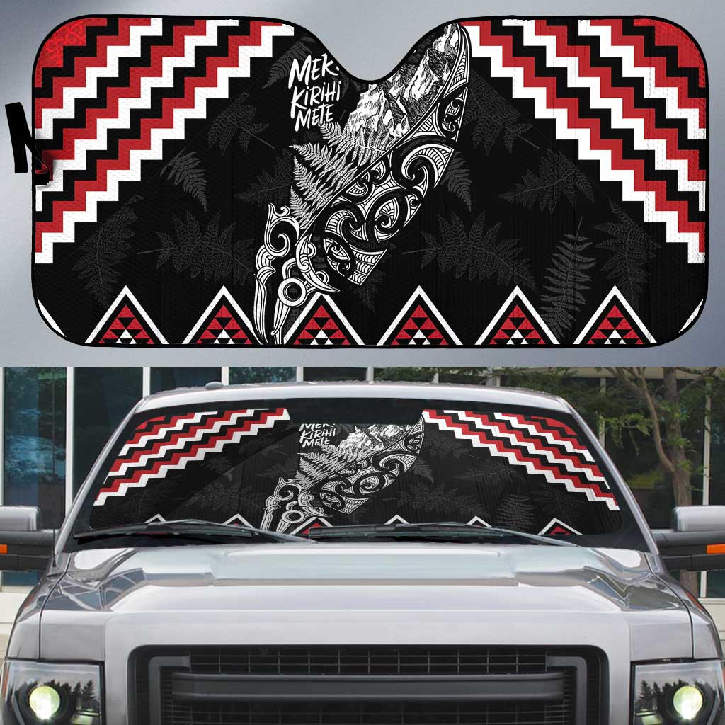 New Zealand Christmas Taniko Poutama Auto Sun Shade Mountainscape Maori Fern LT7 Black - Polynesian Pride