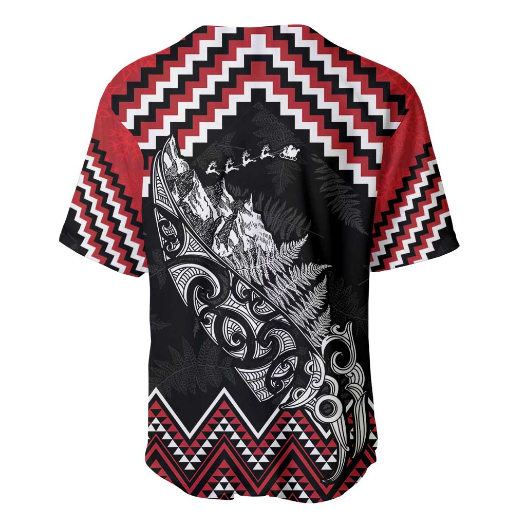 New Zealand Christmas Taniko Poutama Baseball Jersey Mountainscape Maori Fern LT7 - Polynesian Pride
