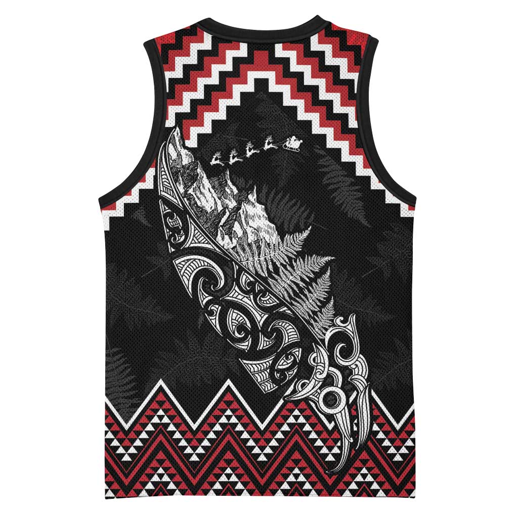 New Zealand Christmas Taniko Poutama Basketball Jersey Mountainscape Maori Fern LT7 - Polynesian Pride